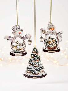 1pc Christmas Crystal Hanging Ornament, Snowman Santa Claus Christmas Tree Shaped Decoration, Holiday Pendant, Christmas Tree Decor, Unique Holiday Gift, Christmas Party & Home Winter Decoration Desktop Ornament, Christmas Home Decor, Room Decor, Wedding Holiday Party Decoration, Shiny Christmas Hanging Ornament, Christmas Party Decoration, Christmas Gift, Christmas Stocking Filler, Christmas Decoration - Multicolor - View 1
