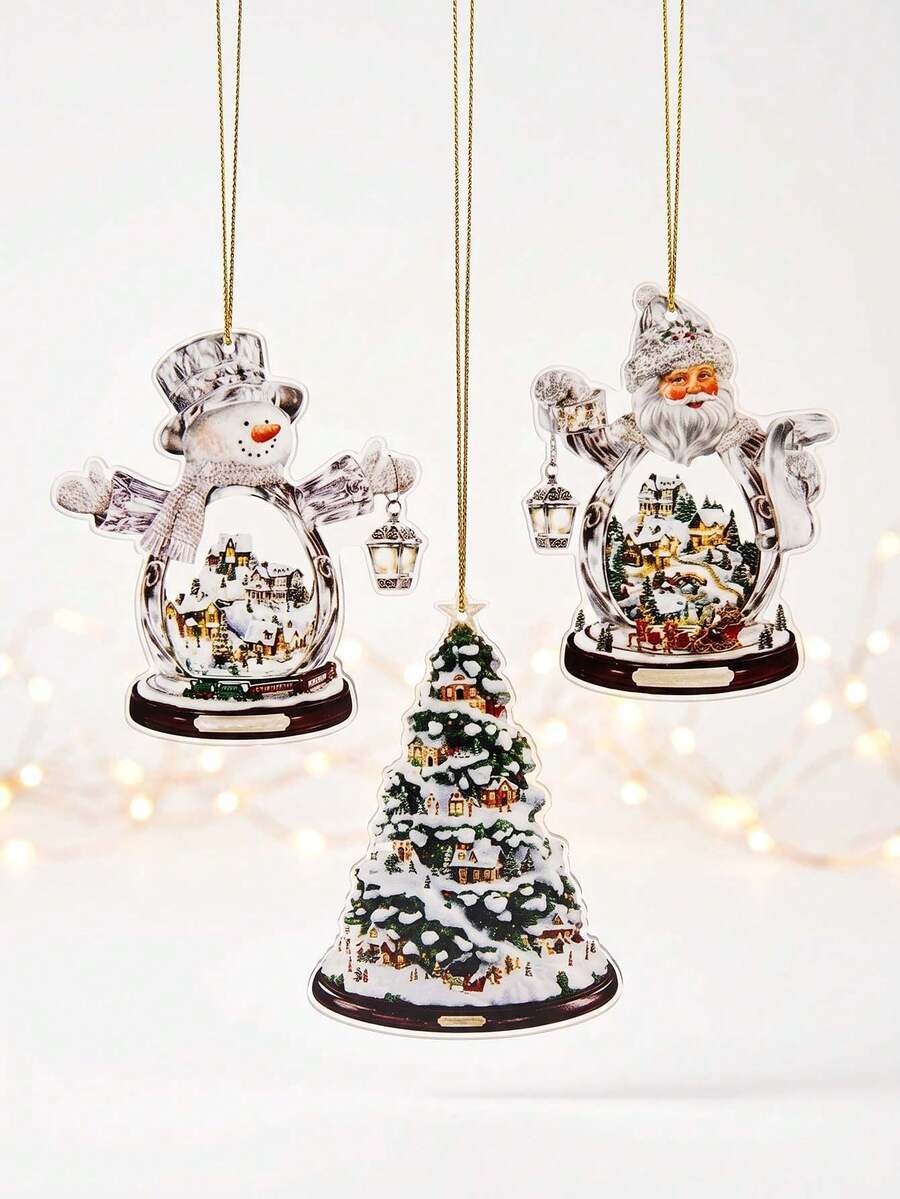 1pc Christmas Crystal Hanging Ornament, Snowman Santa Claus Christmas Tree Shaped Decoration, Holiday Pendant, Christmas Tree Decor, Unique Holiday Gift, Christmas Party & Home Winter Decoration Desktop Ornament, Christmas Home Decor, Room Decor, Wedding Holiday Party Decoration, Shiny Christmas Hanging Ornament, Christmas Party Decoration, Christmas Gift, Christmas Stocking Filler, Christmas Decoration - Multicolor - View 1