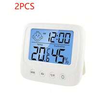 1 pieza Nuevo termómetro digital LCD e higrómetro, monitor de humedad para habitación de bebé, medidor electrónico de temperatura y humedad interior con retroiluminación, estación meteorológica - Blanco - Ver 11