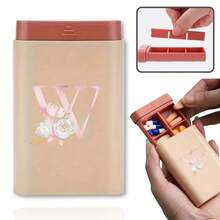 Gold Letter Print Portable Pill Box, Multi-Compartment Sealed Medicine Storage Box, Compact Daily Pill Container, Suitable For Travel And Daily Use - Multicolor - View 43