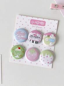 6 buah Stiker Lencana Kartun Mini 25mm Lucu untuk Dekorasi Ransel, Pin Aksesoris Pakaian DIY Siswa, Patch - MultiWarna - View 19
