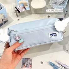 1pc Minimalist Polka Dot Mousse Pencil Case, Storage Bag, Large Capacity Multi-Functional Multi-Layer Pencil Case Student Stationery Storage Bag, Student Home Classroom Office Multi-Functional Universal Storage Neutral Pen Ballpoint Pen Writing Pen Pencil Eraser Ruler Multi-Stationery Storage Box Set, Holiday Stationery Gift - A - View 1