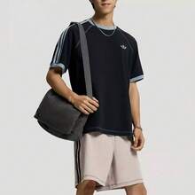 Adidas Originals Multi-Use Embossed Trefoil Logo Removable Strap Fabric Messenger Bag Shoulder Bag Medium Unisex Couple Style Charcoal Gray - Charcoal Ash - View 2