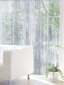 1 Piece, String Curtain, Christmas Decorative Curtain, Transparent Curtain, Home Wedding Holiday Decorative Curtain, Party Background Decorative Supplies Silver Curtain Glitter Translucent Curtain Bedroom Living Room Partition Curtain 39in*79in - 1 - View 5