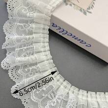 1/2/6/8/10 Size White Hollow Eye Pattern Fan-Shaped Scalloped Lace Trim, 6.5cm Wide Double Layer Pleated Mesh Lace Ribbon, Multiple Styles Available, Soft And Breathable, Suitable For Handmade Sewing, Fabric Crafts, Christmas Decoration - Multiple Styles - View 7