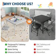 GOCAPTAIN Boys Girls Folding Table And Chairs Set, Activity Table And Chairs Set For Dining Room,Daycare,Classrooms - Grey/1+2set - View 7