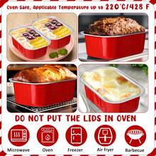 5/10/20/50pcs Mini Cake Cups With Lids, 5.7Oz Aluminum Foil Material, Red Disposable Rectangular Baking Cups, Suitable For Pudding Desserts, Muffin Baking Storage, Birthday Party Storage Gifts - View 5