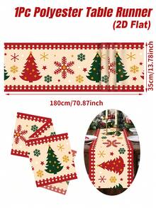 1件裝紅綠聖誕樹與雪花圖案聖誕桌巾，180*35cm 聚酯纖維聖誕桌布，桌布，聖誕快樂，聖誕裝飾，聖誕裝飾，聖誕裝飾，聖誕餐桌裝飾，廚房餐桌裝飾，節日派對裝飾，冬季家居裝飾，室內外通用 - 彩色 - 查看 13