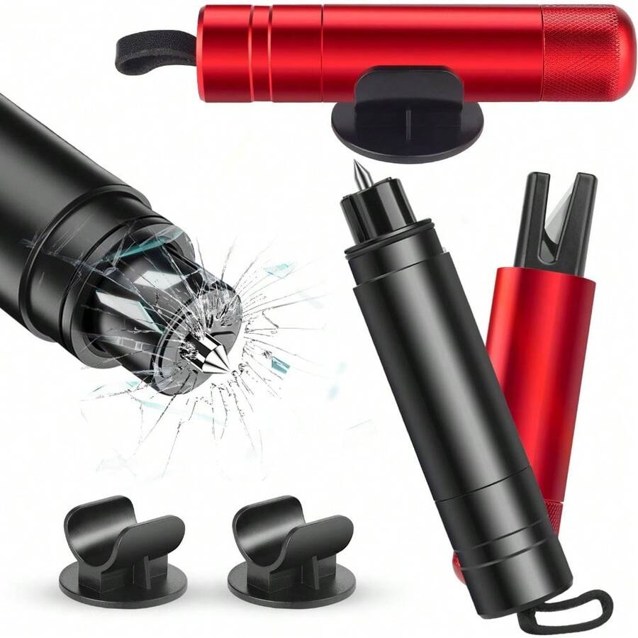 2-Piece Multifunctional Car Safety Hammer Set With Seat Belt Cutter & Glass Breaker – Emergency Escape Tool For Vehicles, Essential For Family Cars & Daily Commuters - A - View 1