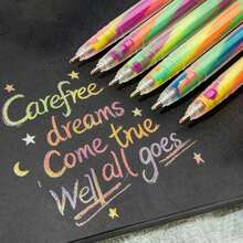 3Pcs Random Color Rainbow Gradient Glitter Gel Pens, 1.2mm Tip Shimmer Ink Writing Drawing Pens, Journaling DIY Art School Stationery - Multicolor - View 1