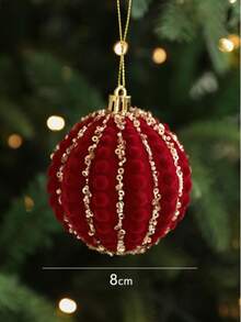 Christmas Ball Ornaments, Beaded And Sequined Christmas Tree Hanging Decor, Suitable For Collection Display And Storage, Matches Plush Doll Collection, Holiday Party And Shelf Styling Holiday Aesthetic Decoration - Multicolor - View 8