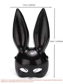 Women's Rabbit Ear Mask, Black/White Optional, Halloween Costume Party Cosplay Half Face Party Accessory - A - View 9