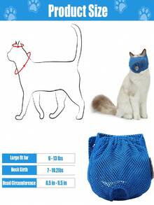 1pc Paws Savvy Cat Nail Trimming Muzzle, Adjustable Breathable Anti-Bite Cat Grooming Face Mask, Comfortable Mesh Pet Care Head Cover, Suitable For Grooming, Bathing, Cleaning And Veterinary Care, Christmas Print Holiday Gift Style - Multicolor - View 2