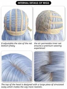 alicegarden 28 Inch Long Synthetic Wig, Natural Wavy Hair, Stunning Blue, Middle Part Design, Suitable For Women's Daily, Party, Cosplay Use, Natural And Durable, Wig Gift (Accessories Not Included) - Blue - View 10