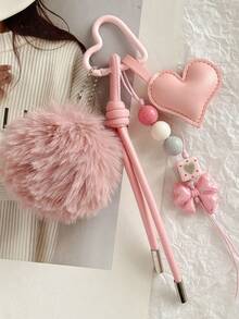 1pc Ins Style Heart Bow Beaded Chain Bag Charm Keychain - Multicolor - View 6