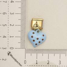 1pc Cute Chocolate Blue Enamel Zinc Alloy Charm, Heart Star Bow Bear Dangle Pendant For DIY Bracelet Necklace Jewelry Making - Blue and Coffee Color-block Design - View 20