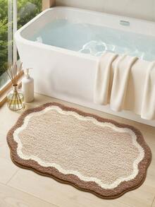 1pc Khaki Geometric Minimalist Faux Cashmere Bathroom Rug, Suitable For Bathroom, Kitchen, Outdoor, Indoor, Bedroom, Living Room And Bedside Areas, Machine Washable And Easy To Clean, Essential For Bedroom And Bathroom - A - View 10