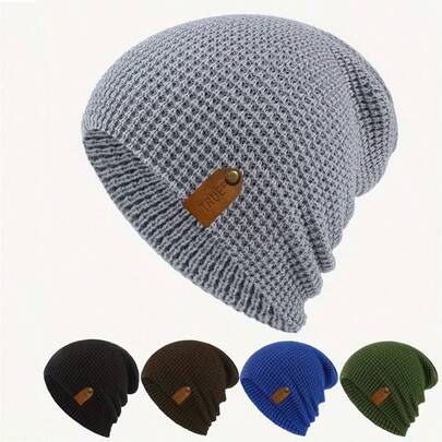 1pc TRUE Minimalist Lightweight Elastic Winter Beanie, Christmas Halloween Warm Knitted Hat, Unisex Autumn/Winter Warm Brimless Hat, Thick Yarn Hat, Winter Outdoor Brimless Knitted Hat, Women's Loose Slouchy Skull Cap, Comfortable, Suitable For Daily Casual, Skiing Hat, Cycling, Birthday Hat Gift