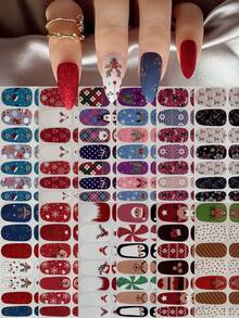 Christmas Winter Snowflake Snowman Christmas Tree Versatile Mix & Match Full Cover Nail Stickers With Nail File - Multicolor - View 9
