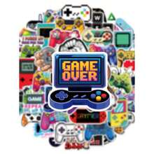 50pcs Game Theme Sticker Pack, Retro Pixel Game Controller Stickers, Funny Game Quotes Decorative Stickers, Suitable For Laptop, Water Bottle, Phone Case, Scrapbook, Gamer Gift - Multicolor - View 5