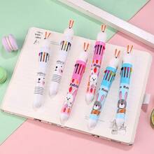 1PC Cute Cartoon 10-Color Ballpoint Pen,Lovely Rabbit Multi-Color Retractable Pen,High Aesthetic Handwriting & Graffiti Pen,Student School Stationery - Multicolor - View 4