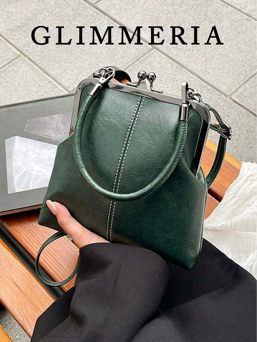Bolso de mano de moda retro de material de PU 2025, bolso de hombro desmontable de mujer con cierre de botón y cartera