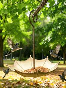 1pc Outdoor Hanging Plastic Umbrella-Shaped Bird Feeder Tray And Bath, Suitable For Garden, Patio, And Backyard Decoration, Outdoor Hummingbird Feeder And Bird Food Tray - Multicolor - View 8