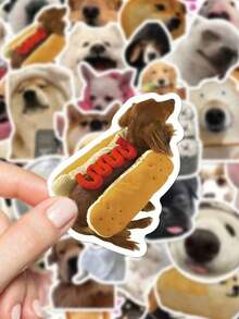 50pcs Funny Dog Expression Stickers PVC Material Gift Cartoon Decoration Scrapbook Laptop Luggage Guitar Water Bottle Phone Case DIY Stickers - View 5