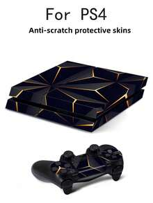 Cross-Border Hot-Selling 4pcs Black & Gold Pattern P4 Game Console Stickers, Dust-Proof & Wear-Resistant - View 6