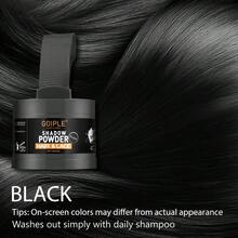 Goiple 5g 黑色防水防汗髮際線遮瑕粉，適用於髮際線遮蓋，可填補稀疏髮際線、遮蓋白髮，纖維可用於稀疏頭髮，附軟海綿粉撲、鏡子、染髮工具，0.18oz - 黑色 - 查看 7