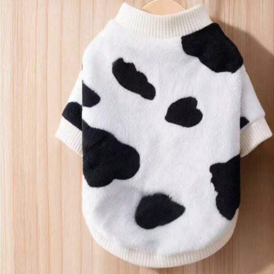 Pet Home Wear Black And White Cow Print Outfit, Suitable For Small Animals - Black - View 1
