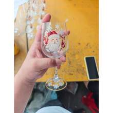 Christmas Wine Glass Collection, Holiday Wine Cups With Cute Christmas Sticker Designs, Festive Drinkware Set For Party, Dinner, Home Bar Decor - Multicolor - View 12