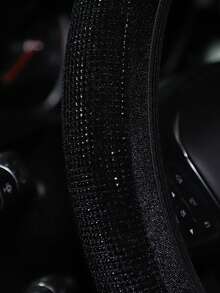 MEIKAXIU Rhinestone Blingbling Short Plush Steering Wheel Cover Without Inner Ring, Suitable For 38cm(15in) Car Decoration, For Women - Rhinestone-studded, No Inner Ring - View 9
