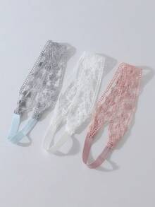 5件組時尚女款蕾絲花卉刺繡圖案柔軟防滑髮箍，彈性瑜伽運動髮飾，適合日常穿搭與多種場合 - 彩色 - 查看 3