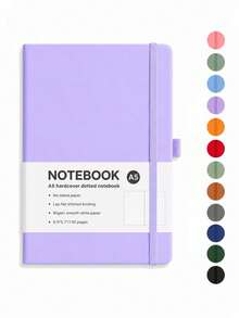 1pc A5 Hardcover Dot Grid Notebook, 192 Pages Dot Matrix Bullet Journal, Portable Notebook With Elastic Band And Pen Holder, Suitable For Writing, Planning, Journaling, School, Office And Study - A5 - View 11