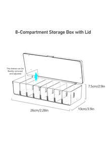 Multifunctional Desktop Tea Set Storage Box, Made Of High-Quality ABS Plastic, Flexible Compartment Layout, Suitable For Storing Office Supplies, Tea Bags, Cosmetics And Remote Controls; Ideal For School Supplies, Home Office, Kitchen, Bathroom And Vanity, Skincare Tools Storage - Multicolor - View 12