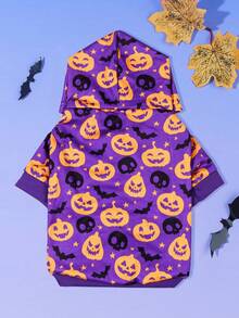 LUCKIE PAW 1pc Halloween Ghost Funny Pattern Pet Sweatshirt, Physical Flea Protection, Reduces Shedding, Warm & Breathable Dog Vest, Suitable For Small & Large Dogs And Cats, Indoor & Outdoor - Purple - View 5