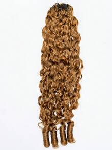 OQ Hair Chestnut Brown Color Unfelt Wig 16-24 Inch Feather Hair Extensions Burmese Curly Human Hair Seamless & Natural Blend Suitable For Women No Chemical Processing High-Quality Bulk Human Hair For Daily Use And Beginners - S30 - View 3