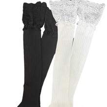 Women's Over-The-Knee Socks, Lace Trim, Slim Fit Vertical Stripe Design, Pure And Seductive Style, Suitable For JK/Japanese Sweet Looks - A - View 16