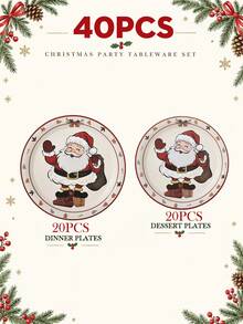 10/20pcs Christmas Disposable Paper Tableware Set (Includes 7" And 9" Plates, Cups, Napkins, Straws), Featuring Vintage Santa Claus, Reindeer, Gingerbread Man, Holly And Candy Cane Holiday Gift Patterns, Suitable For Christmas Parties, Holiday Dinners, Winter Celebrations And Festive Table Decor - Multicolor 4 - View 13