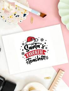 Santa's Favorite Teacher Christmas Greeting Card, Cute Santa Hat & Snowflake Design, Holiday Thank You Gift For Teachers, Appreciation Xmas Card For Educators, Hand Lettered Festive Stationery For School Season - One Size Fits All - View 6