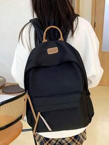 1pc Multi-Color Solid College Style Backpack, Multi-Pocket Large Capacity Lightweight Student School Bag, Convenient For Organizing Books, Stationery And Daily Essentials, Suitable For Campus Learning, Commuting, Short Trips And Outdoor Leisure, Reduces Clutter And Carrying Burden, Back To School, Birthday And Christmas Gift - Multicolor - View 13