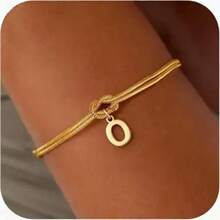 1pc Minimalist Niche Gold Knotted Double Layer A-Z Letter Pendant Bracelet For Women, Suitable For Delicate Daily Wear And Gift Giving - Multicolor - View 29