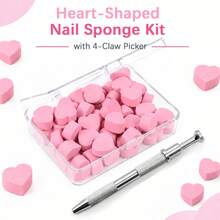 50pcs Nail Art Sponge Gradient Set, Mini Square Dabbing Sponges And Nail Art Gripper Brushes, Suitable For Gel Nail Polish Blending, Gradient, Blush Nail Art Design Nail Art Tool Set - Pink - View 8
