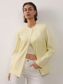 Women's Solid Color Casual Versatile Commute Travel Blazer - Yellow - View 1