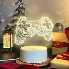 Lampu Malam Akrilik Motif Kontroler Game, Lampu Hias Meja Bertenaga USB dengan Cahaya Hangat, Ukiran Garis Kisi Halus, Lampu Samping Tempat Tidur dengan Suasana Gaming yang Keren, Gaya Tema Gaming, Cocok untuk Penggemar Game, Hadiah Ulang Tahun dan Liburan yang Kreatif - cahaya putih hangat - View 4