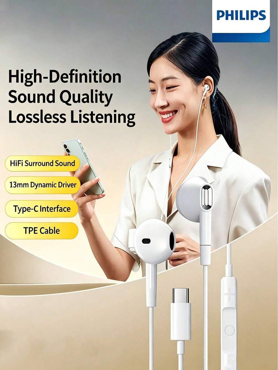 PHILIPS Headphone Berkabel Semi-In-Ear TAE1020 dengan Mikrofon, Cocok untuk Kelas Online, Pekerjaan Kantor, dan Panggilan; Kompatibel dengan Komputer, Laptop, Ponsel Apple dan Android. - View 1