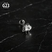 1 Buah Anting-anting CZ Berkilau Bentuk Salib Marquise Bunga Jahat ASTM Titanium Padat Ulir Internal Bertatahkan Gugus Zirkonia Datar untuk Bibir Hidung Tragus Tulang Rawan - 1 tindik bibir titanium - View 19