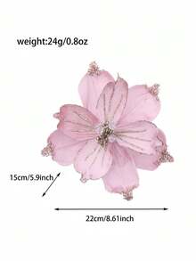 1Pc Glitter Velvet Artificial Christmas Poinsettia Flowers,Beaded Fabric Floral Picks,Decorative Flower Stems For Christmas Tree,Table Centerpiece - Multicolor - View 19