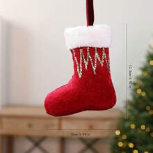 New Christmas Socks Holiday Decor Red & White Christmas Hat Gloves Gift Bag Christmas Tree Small Hanging Ornament - Multicolor - View 8